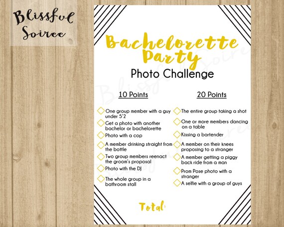 INSTANT DOWNLOAD Bachelorette Party Game Photo Challenge