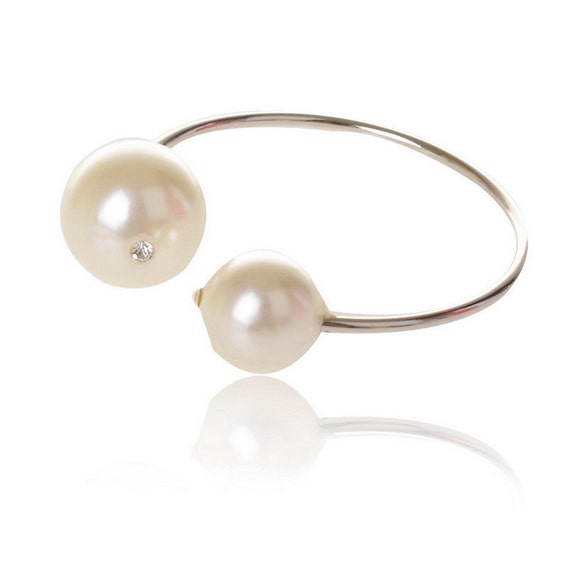 Items similar to Big Pearl Open Cuff Bracelet on Etsy