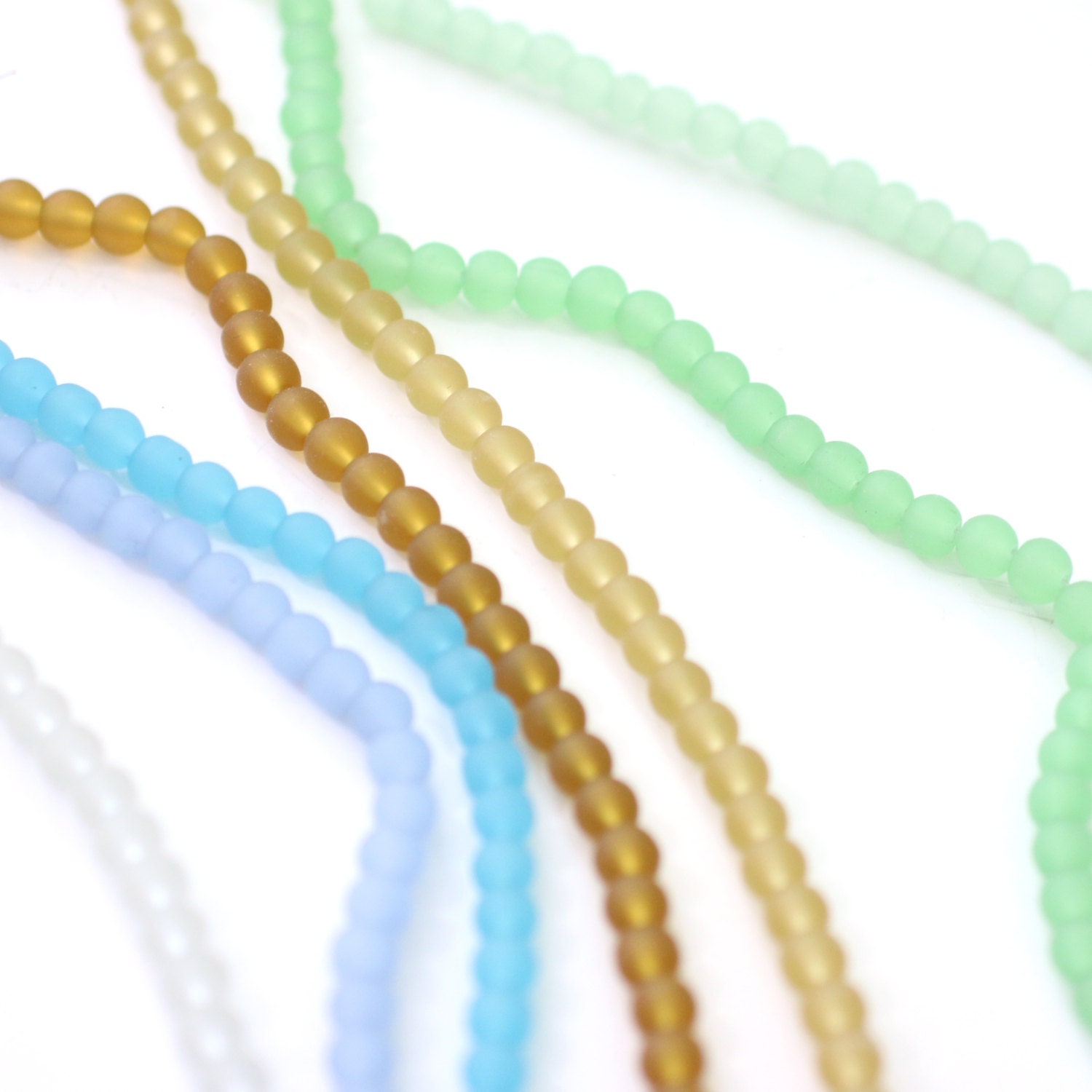 Sea Glass Round Beads // Ball & Round Glass Bead // by ClaySpace3