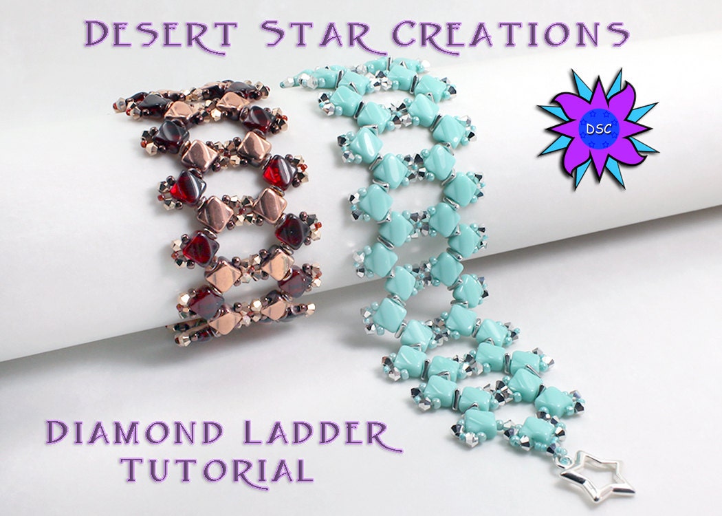 Download Diamond Ladder Bracelet Tutorial PDF Pattern for Silky Beads