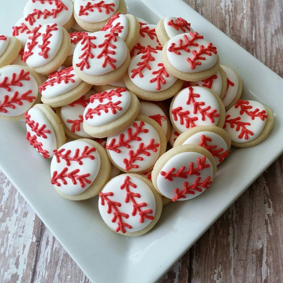 Mini Baseball Sugar Cookies by StephanieJsCreations on Etsy