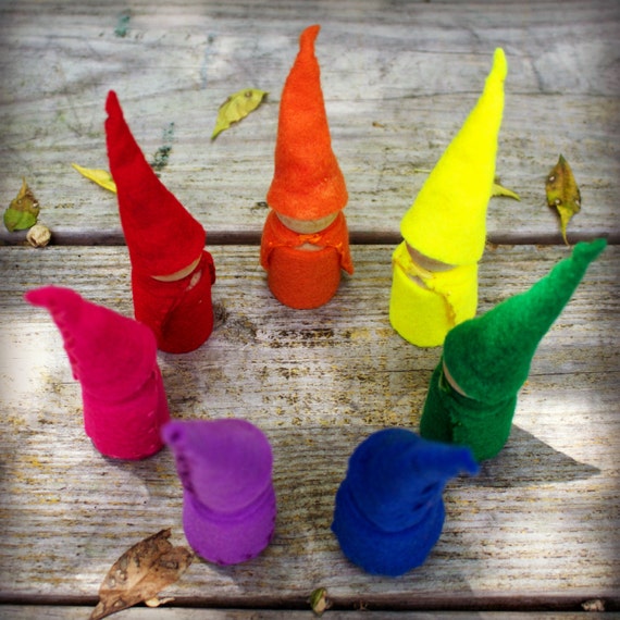 Rainbow Gnomes Color Sorting Peg People by HereComesBrotherSun