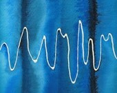 Blue EEG - original watercolor painting of brain waves