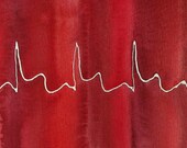 Red Heart Attack - original watercolor painting