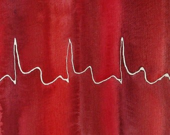 Red Heart Attack - original watercolor painting