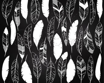 Chalkboard Feather Clipart Clip Art, Chalk Tribal Feather Clipart Clip Art Vectors- Commercial and Personal Use