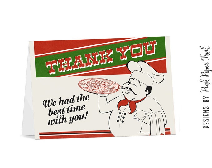 Pizza Party Thank You Card, Party Printable, Instant Download