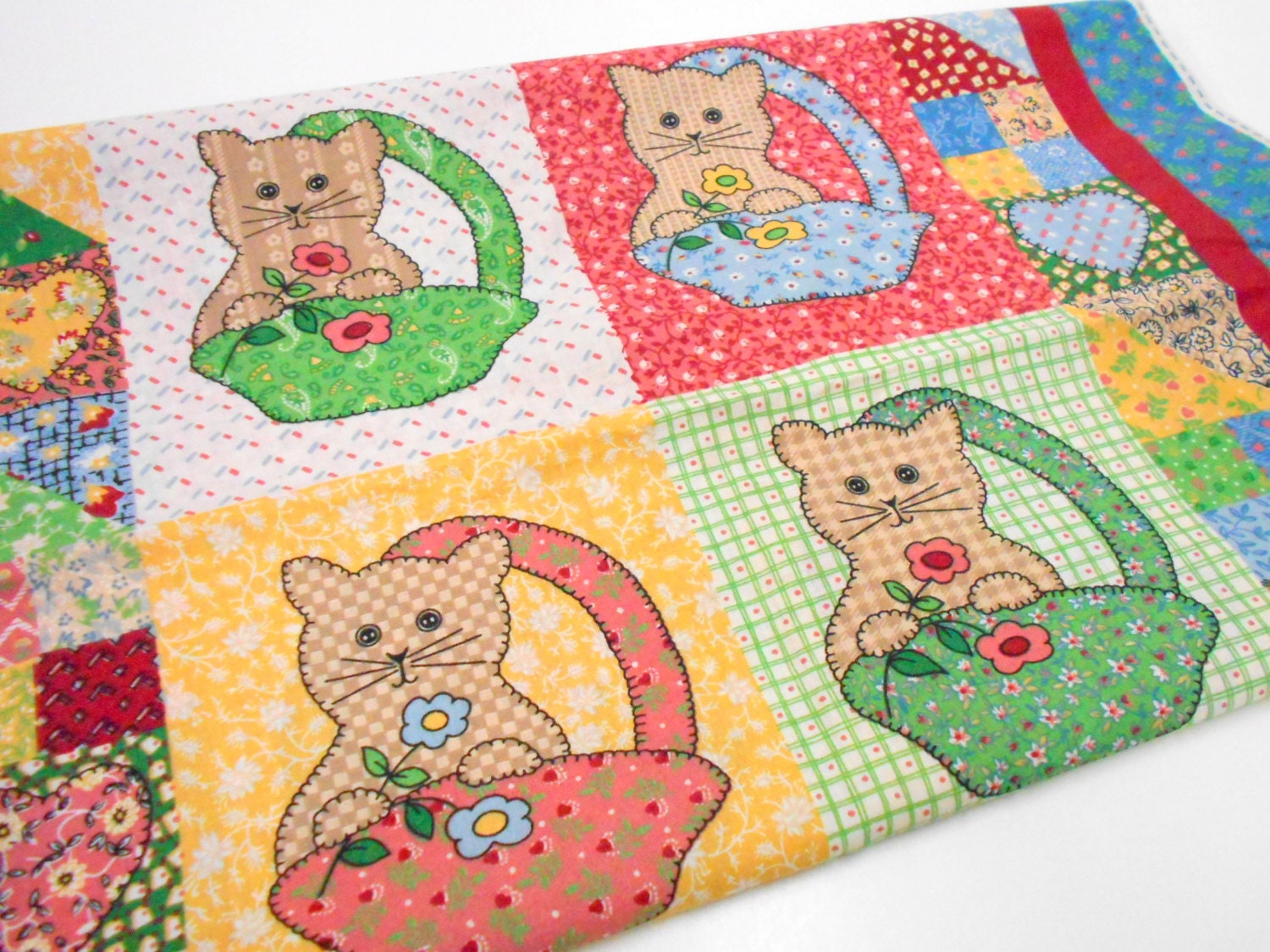 Calico Kitten Quilt Panel Cotton Quilting Fabric Little