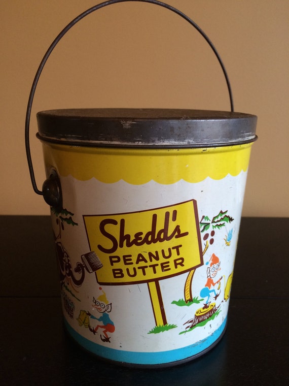 Vintage Shedd's Peanut Butter Metal Tin Bucket