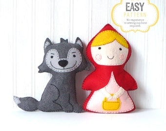 Little Red Riding Hood and the Big Bad Wolf Sewing Patterns, Stuffed Animals, Felt Animals, Hand Sewing