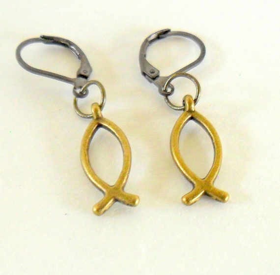 Earrings, Fish Earrings, Fish Symbol Earrings