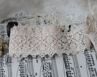 Cotton Lace -2.5 Yards Ligth Beige Vintage Country Style Flower Lace Trim(L546)