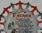 Vintage Father Plate / Father Poem Plate / Wall Haging / Father's Day / Collectible Plate / Father's Day Gift /