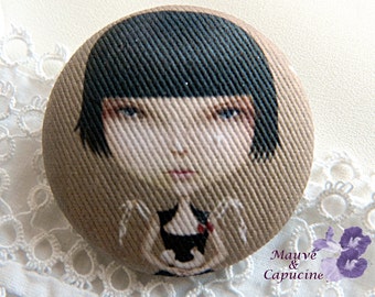 Fabric button, girl, 22 mm / 0.86 in