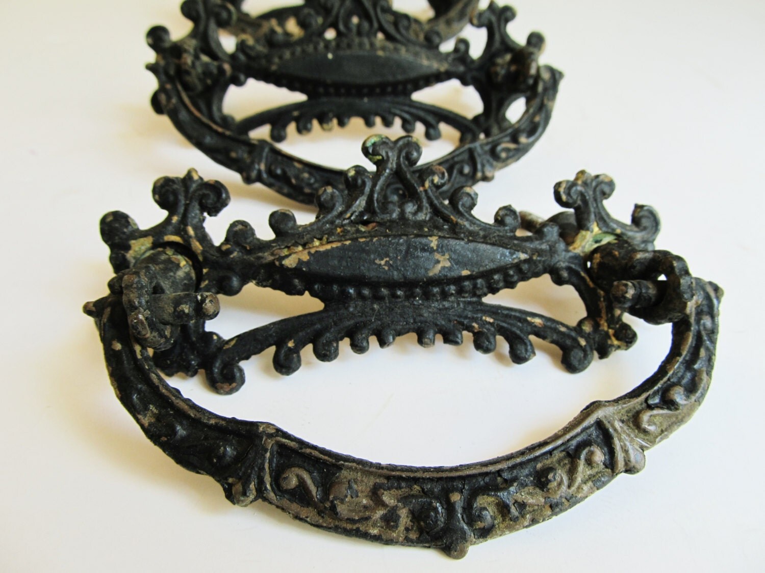 Brass Furniture Handle Set of 4 Victorian Style Vintage Hardware