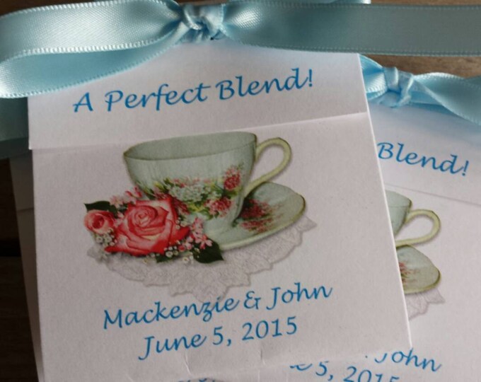 Coral Wedding Tea Favors - Pretty in Pink Rose Teacup - A Classy Personalized Tea Bag Favor