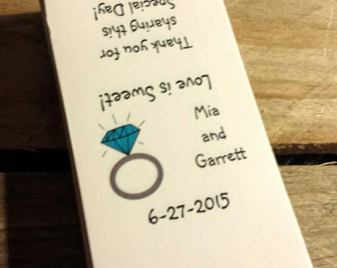 Something Blue Engagement Ring Bridal Shower Wedding Candy Bar Wrappers Rehearsal Dinner Favors Candy Wrappers