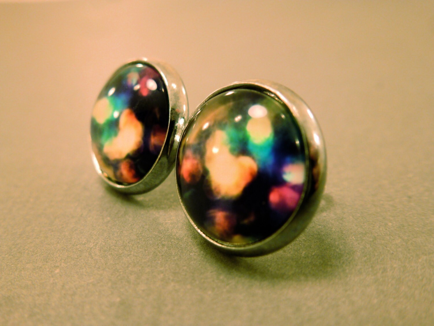Galaxy Stud Earrings: Colour Burst Galaxy Stud by CraftsbyBrittany
