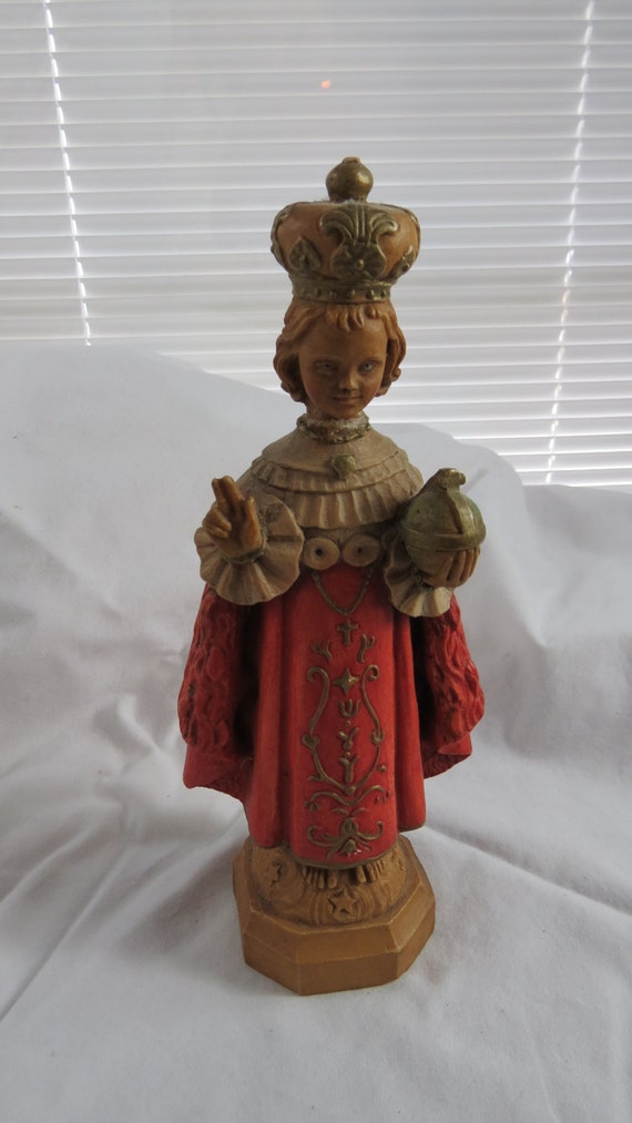 Vintage Italian Infant Jesus of Prague cast Statue Marked