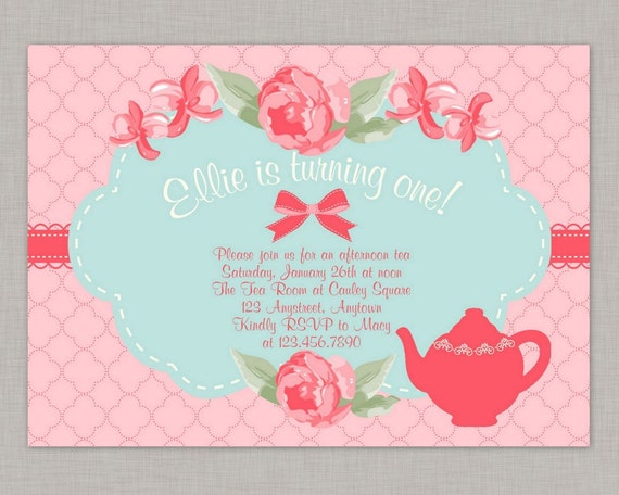 shabby chic invitation tea party invitation birthday shabby chic invitation tea party invitation birthday