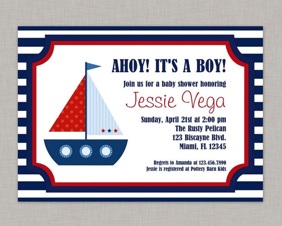 Nautical Baby Shower Invitation, Nautical Invitation, Printable, DIY Il_570xn