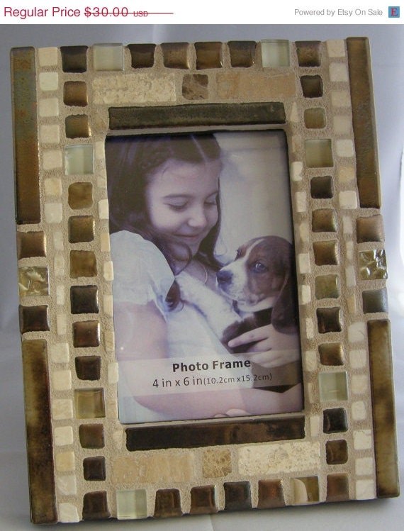 On Sale CIJ Copper White Stone Frame / Glass by breakitupdesigns