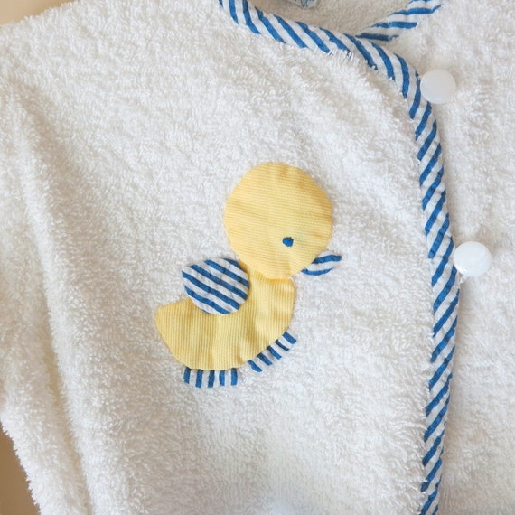 Items similar to Vintage Baby Robe Size 3 White Terry Cloth Applique