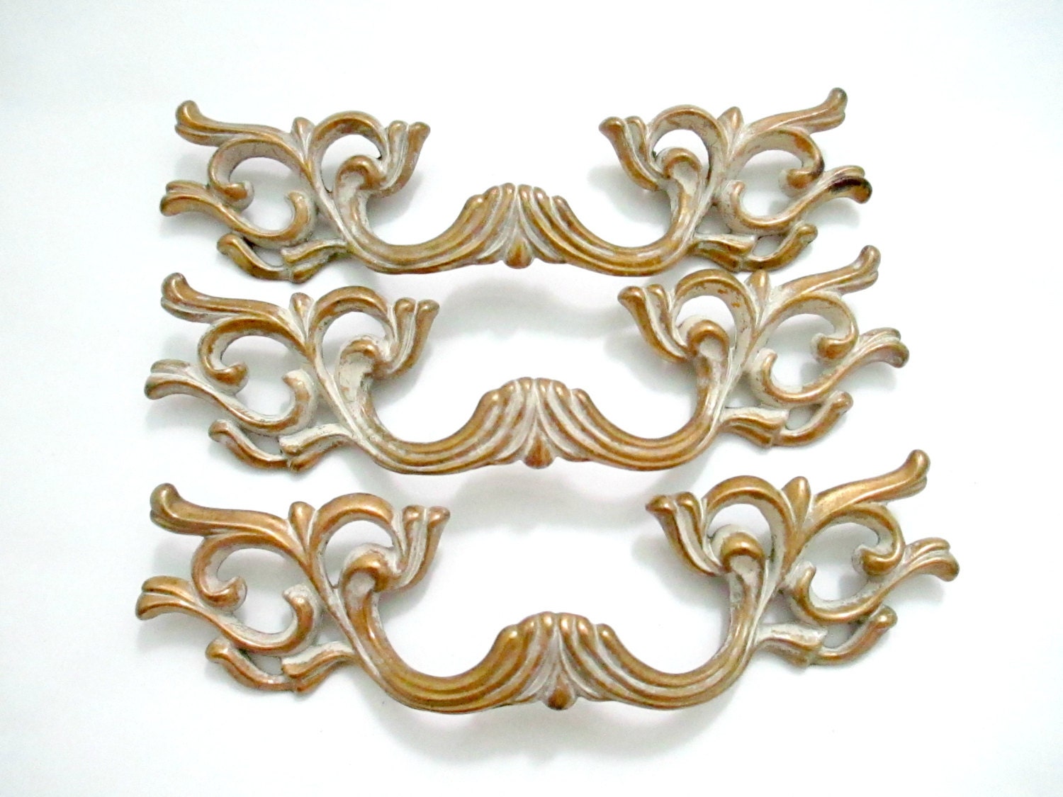 3 Vintage French Provincial drawer pulls 2 3/4 by Fairyhome