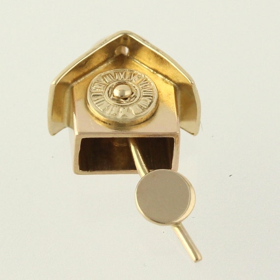 Coo Coo Clock Charm 14k Yellow Gold Moving by WilsonBrothers