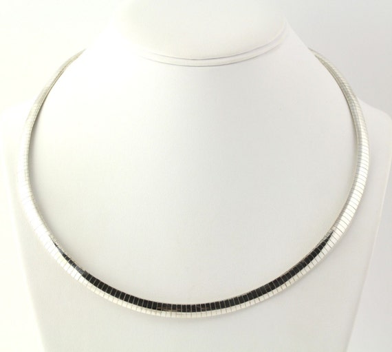 Italian Omega Chain Necklace - Sterling Silver 925 Women's Polished 20 ...