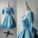 Vintage 50s Blue Dress, 1950s Vintage Satin Dress, Vintage Cocktail Dress, Vintage Bridesmaid Dress, Vintage Wedding Dress, Vintage Bridal