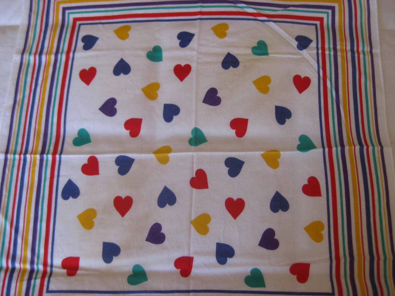Vintage Bandana 80s Bandana Heart Scarf 1980s Scarf 80s