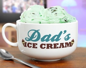 Personalized Ice Cream Bowl, ceramic bowl, personalized, gift, white, bowl with handle, kitchen, dishware, for kids, for adults -gfyU429623