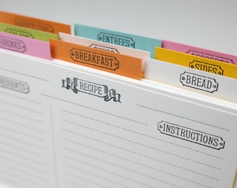Letterpress Recipe Card Dividers - Set of 9