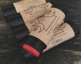 CORAL, tinted lip balm, natural vegan lipbalm