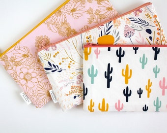 Cactus Zipper Pouch, Cactus Pencil Pouch, Pencil Case, Desert, Floral, Back To School, School Make Up Bag, Women, Pencil Bag, Cosmetics Bag