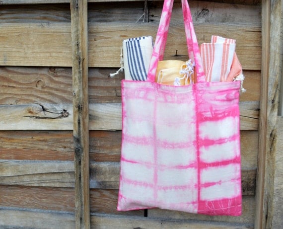 Organic Canvas Tote- Shibori Bag- Market Tote