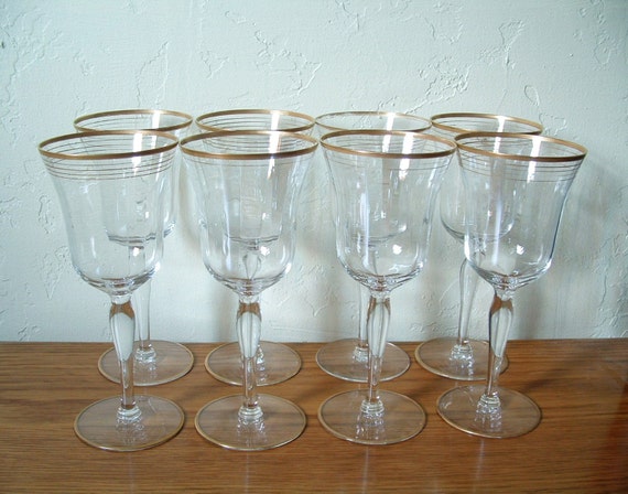 Vintage Gold Rimmed Champagne Glasses 9