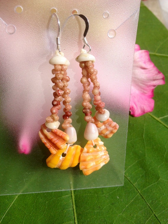 Sunrise Shell Earrings Puka Shell Earrings by KauaiShellsandMore