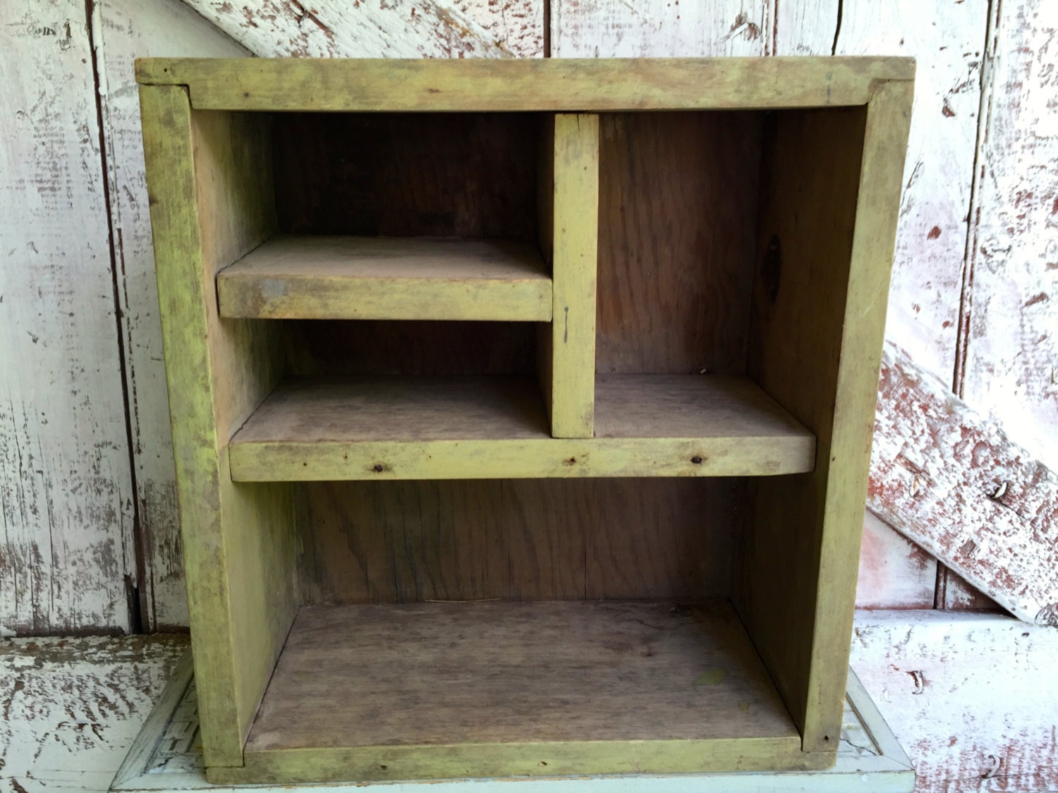 Vintage Primitive Shelf Wood Rustic Printer Like Shelf Curio Shelf to
