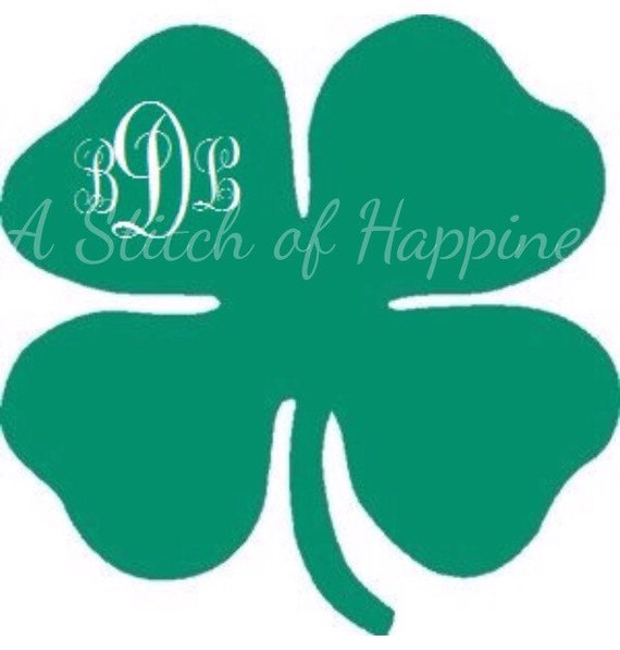 Shamrock Monogram Decal Monogram Four Leaf Clover Sticker