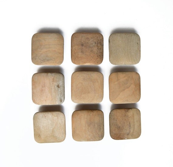 9 vintage square wooden knobs drawer pulls by ElizabethRosenArt