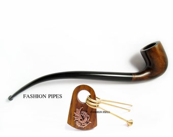 Set - Long Tobacco Pipe "Lord of The Rings" Dragon Tamper, Pear Pipe 9.8'' Churchwarden Smoking Pipe Handcrafted. Designed for pipe smokers