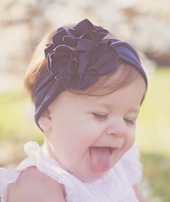 Navy Blue Nora Baby Flower Headband