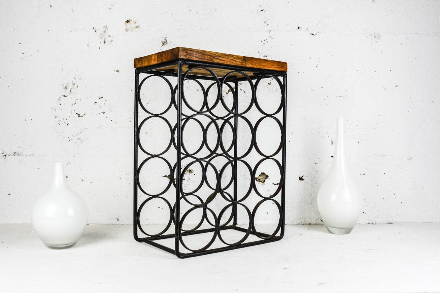 Mid Century Modern 12 Bottle Iron Wine Rack by nestvintagehome