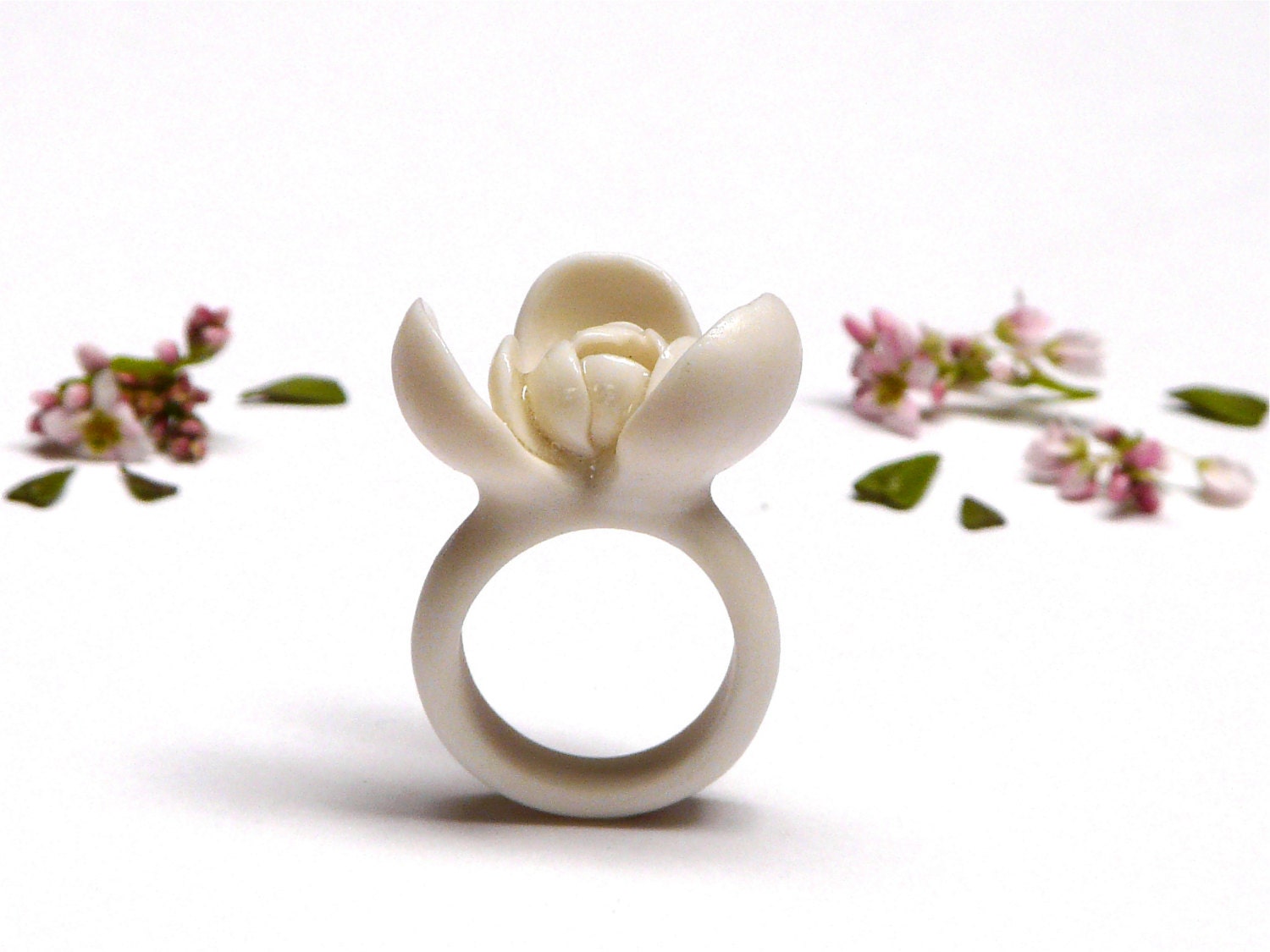 Porcelain ring a blooming story by ateliernausika on Etsy