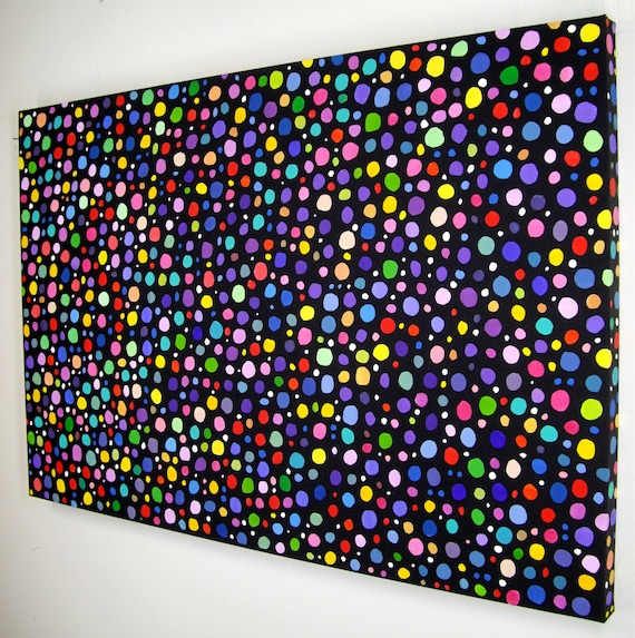 Original Large Abstract Painting Dots Vivid by jmichaelpaintings