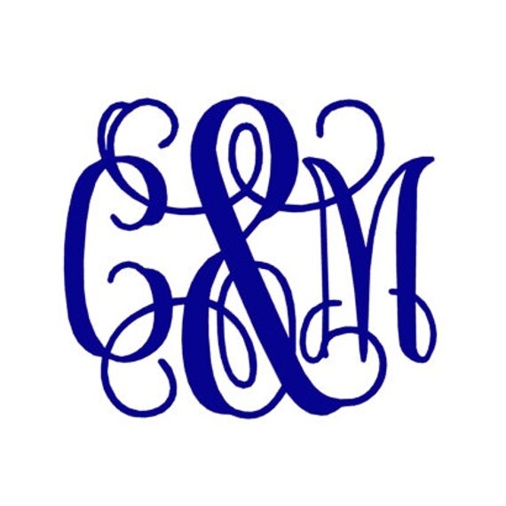 Couples Vine Monogram Vinyl Decal Wedding Sticker Engagement