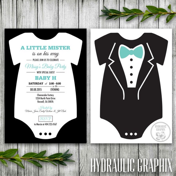 template romper baby card Baby Baby Bodysuit Invitation, Mister, Shower Little