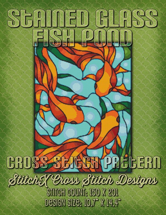 Stained Glass Fish Pond Cross Stitch Pattern Instant Download